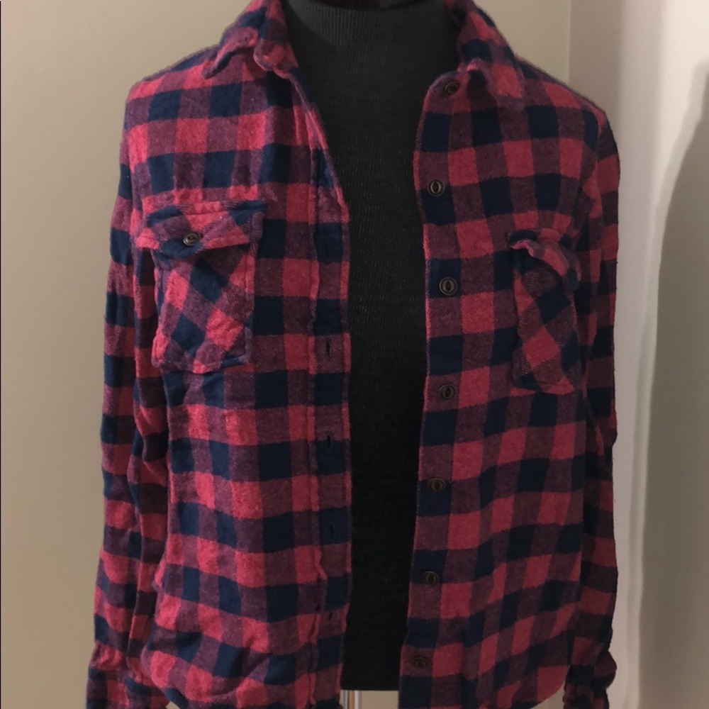 Red and deep blue flannel